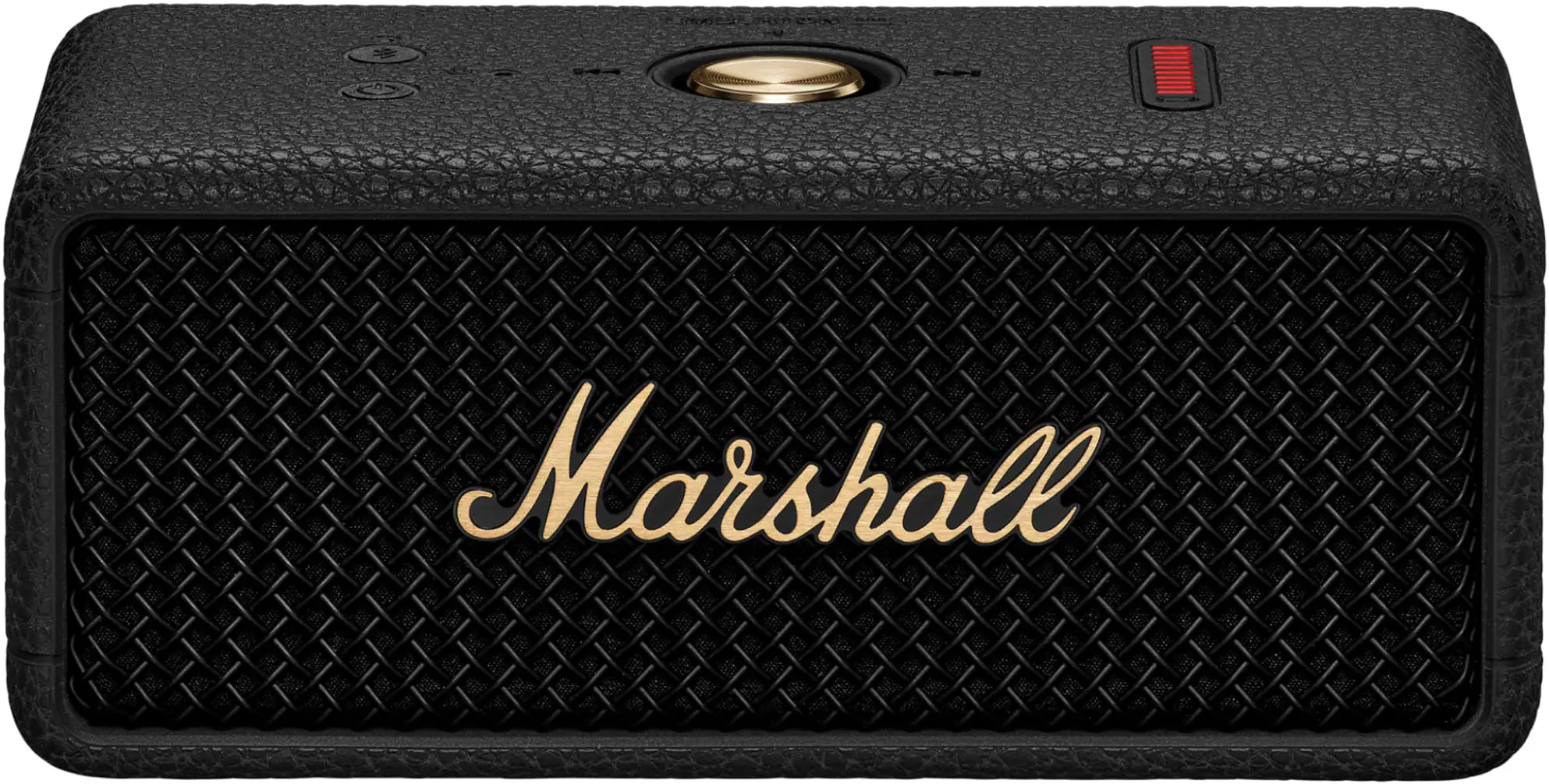 Front. Marshall - Emberton III Portable Bluetooth Speaker with Rugged Waterproof and Dustproof Design - Black and Brass.