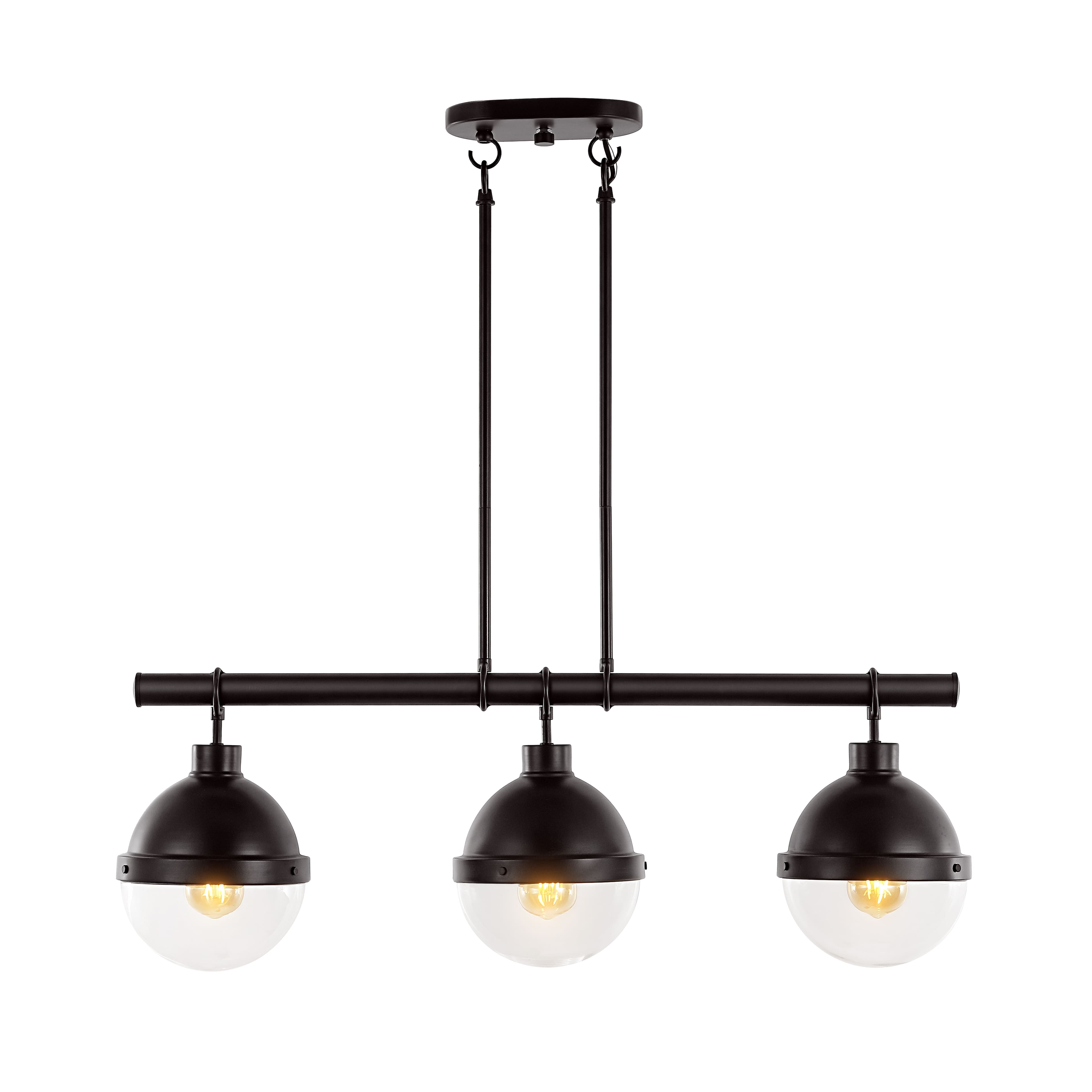"Jonathan Y - Caleb 33"" 3-Light Industrial Farmhouse Iron/Glass Linear LED Pendant, Oil Rubbed Bronze/Clear - Oil-Rubbed Bronze" price history on PriceWatchPro