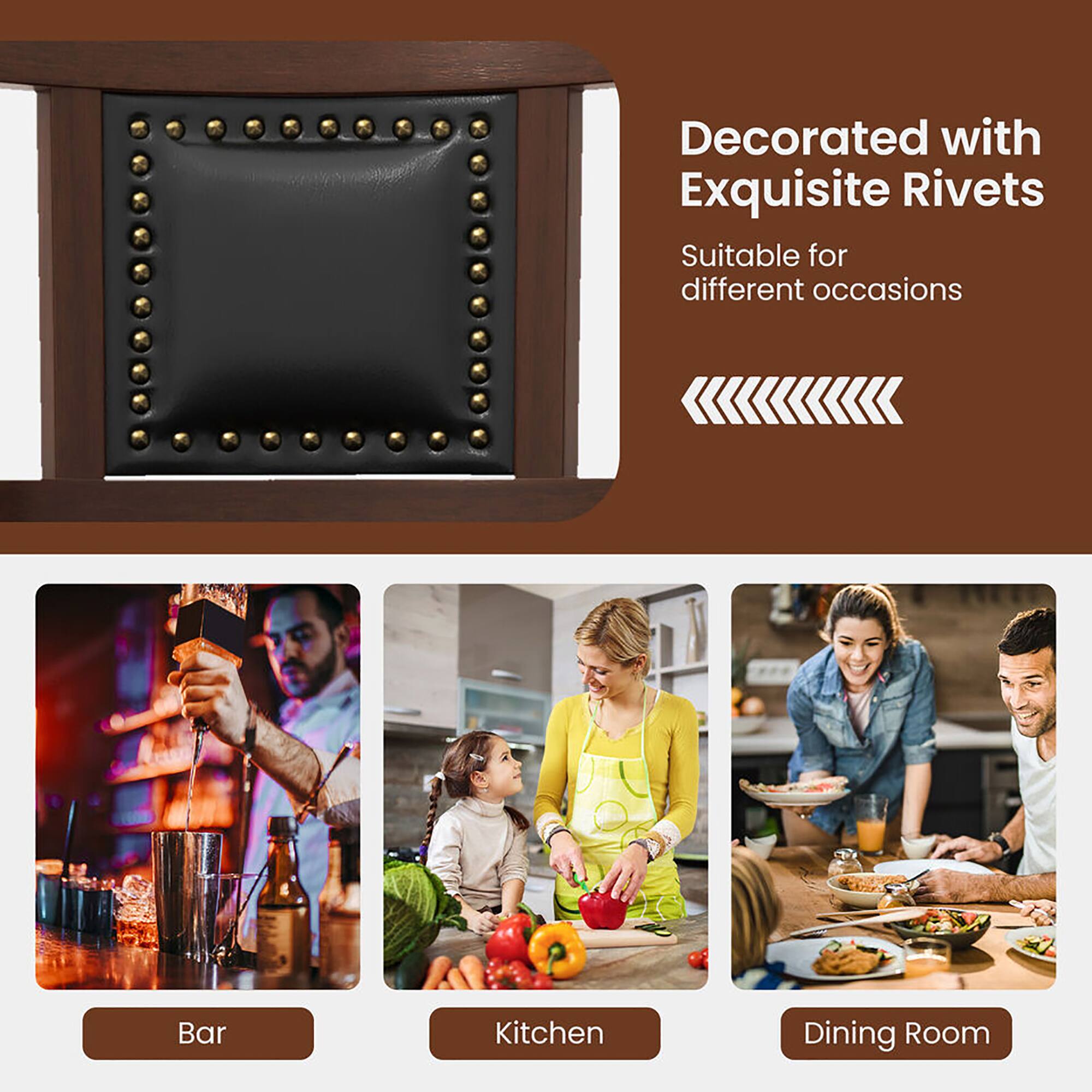 Decorated with Exquisite Rivets
Suitable for different occasions
Bar
Kitchen
Dining Room