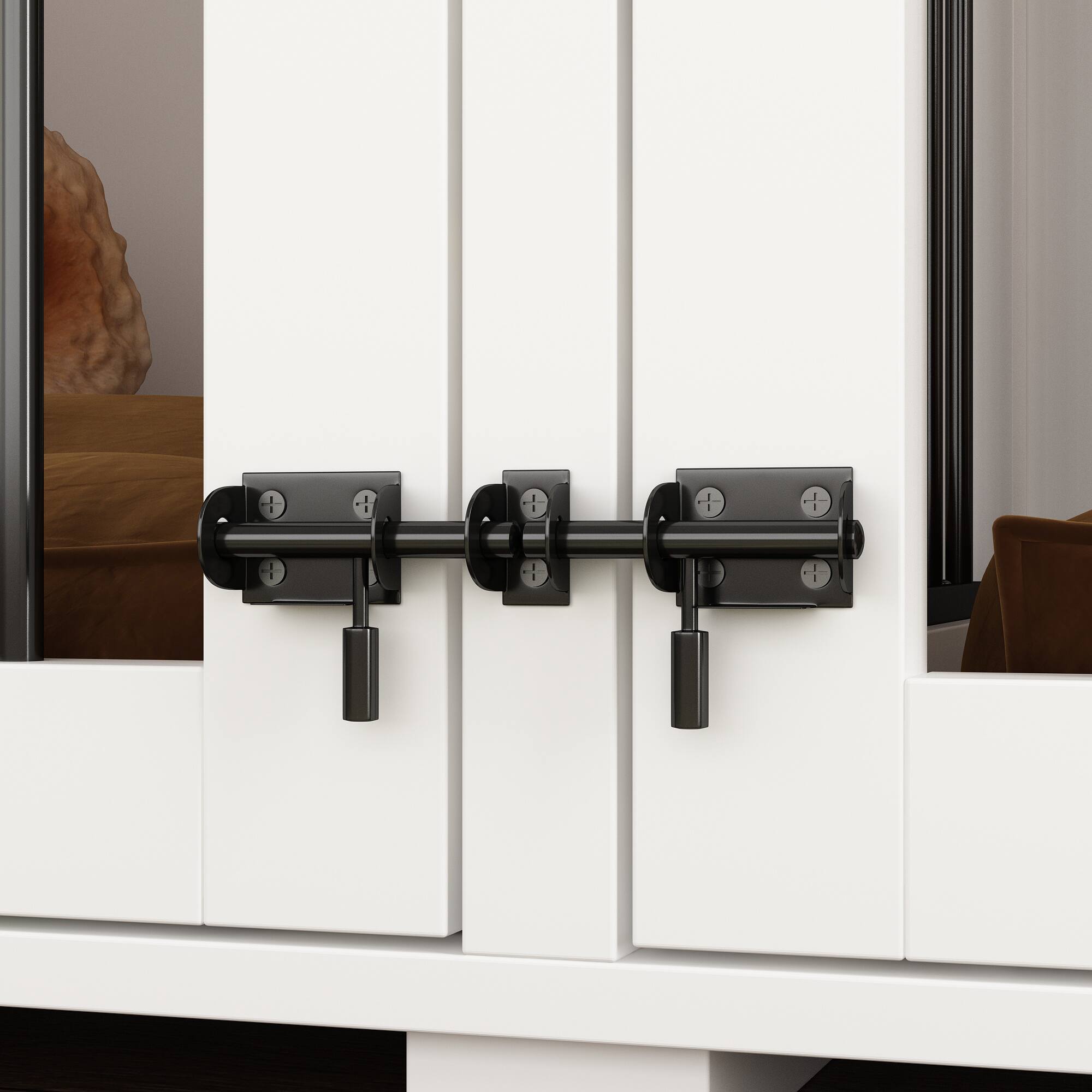 Alt View 9. FUFU & GAGA - Furniture-Style Dual-Dog Crate Console - Convertible Kennel Pull-Out Feeder & Storage.