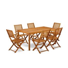East West Furniture - Wooden Patio Set Natural Oil - Brown