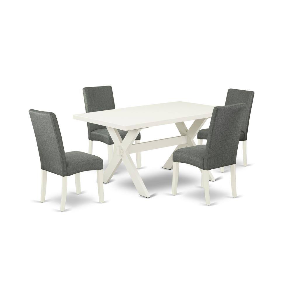 Left. East West Furniture - East West Furniture X026DR207-5 - 5-Piece Dining Room Table Set - 4 Parson Dining Chairs and Dinette Table Hardwood - Multi-Color.