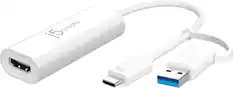 Front. j5create - USB™ to HDMI™ Multi-Monitor Adapter, with 3.14" cable - White.