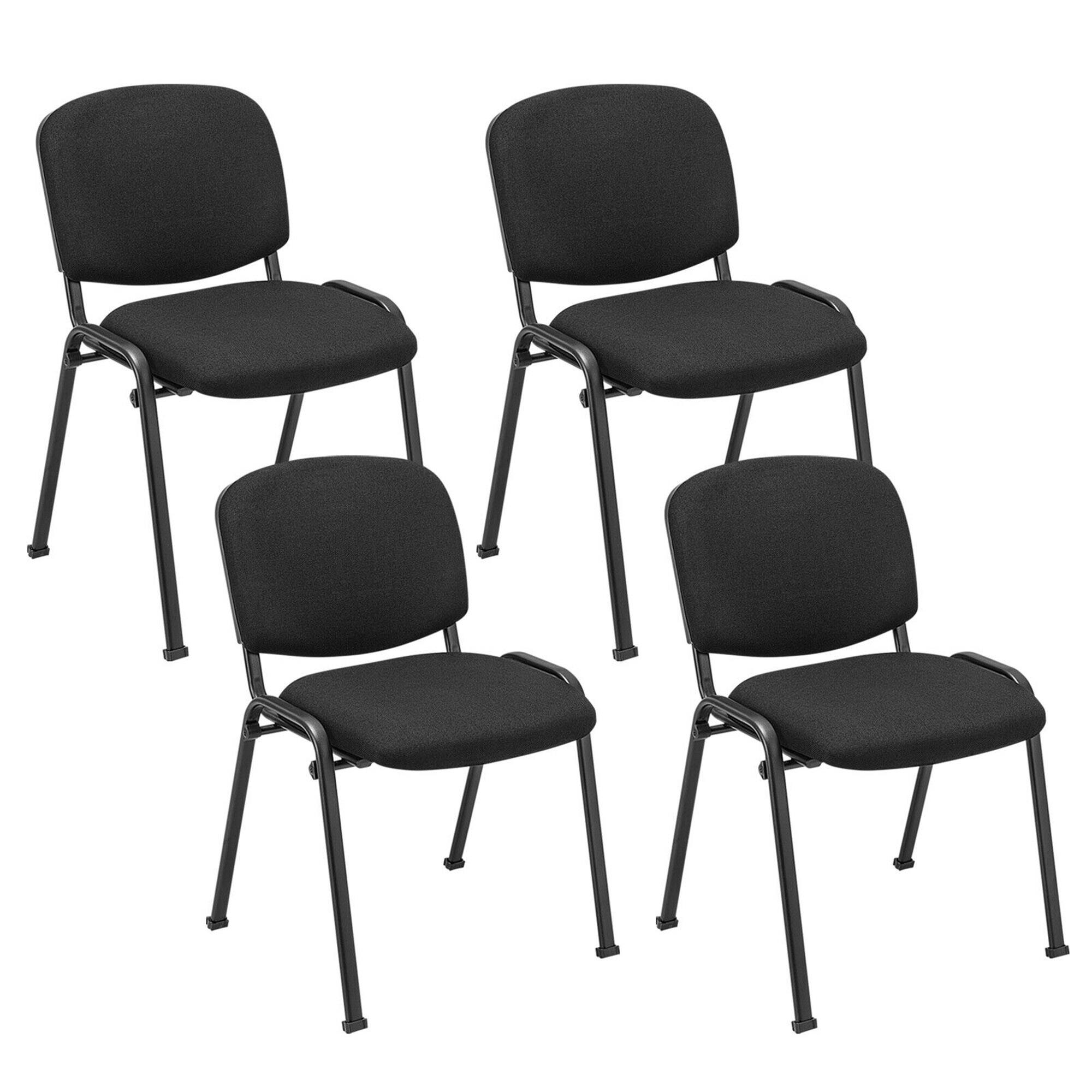 Front. Gymax - Gymax Set of 4 Office Guest Chair Stackable Reception Chair Waiting Conference Room - Black.