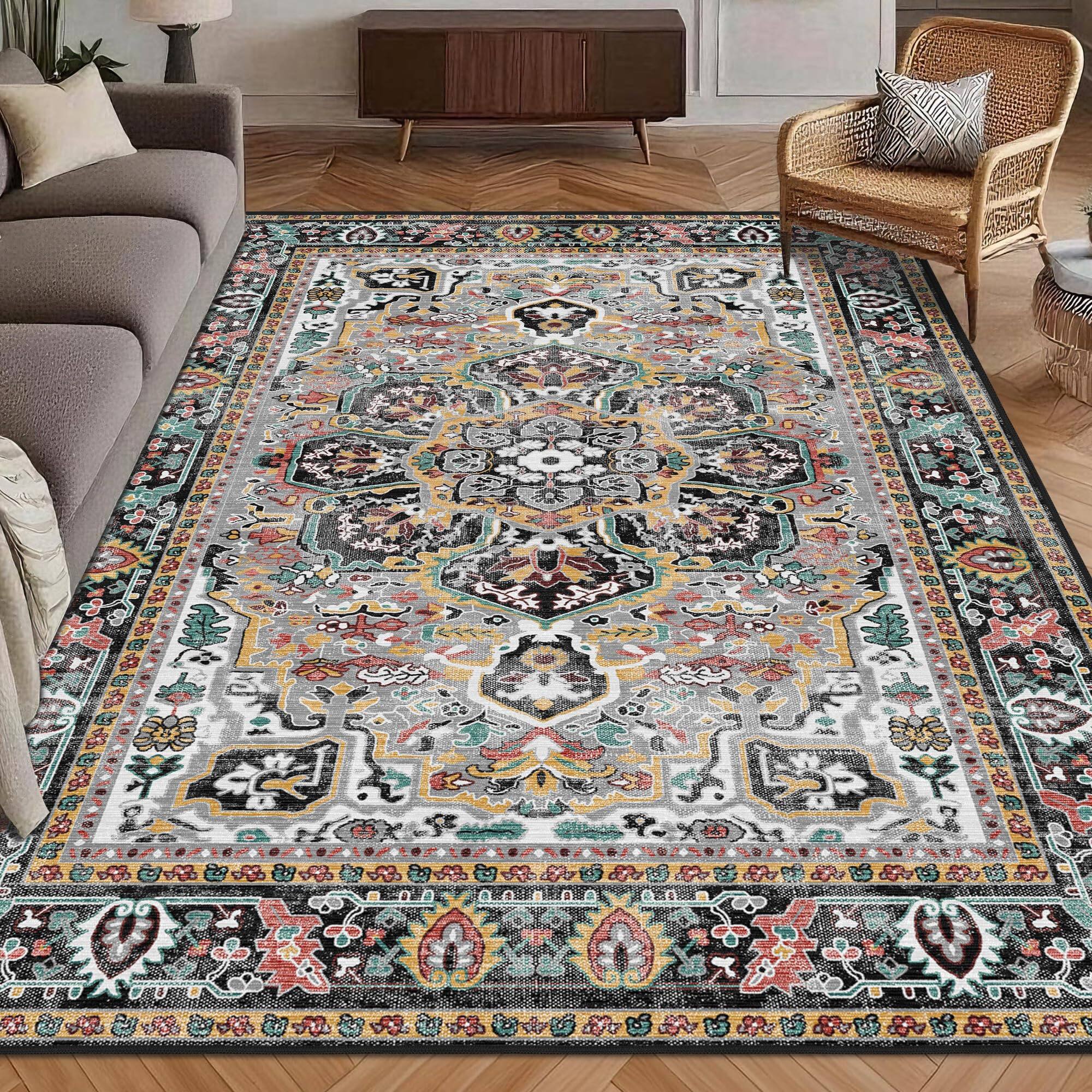 Slate and Multicolor 3' x 5' (Rectangular)