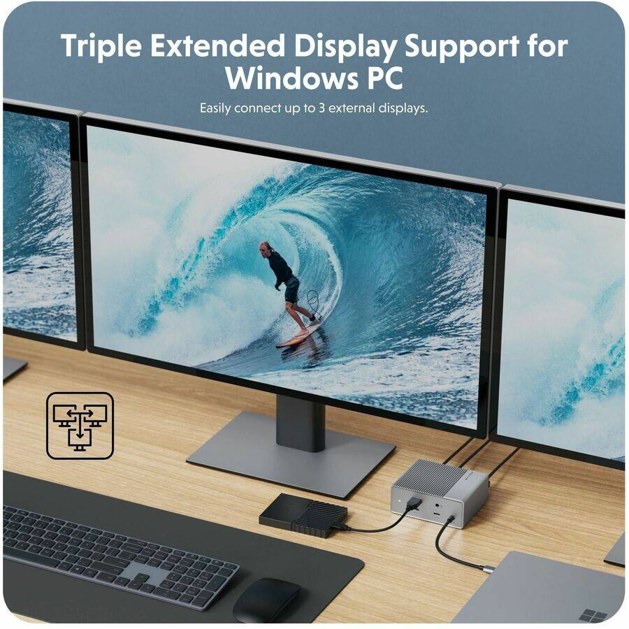 Triple Extended Display Support for Windows PC  
Easily connect up to 3 external displays.