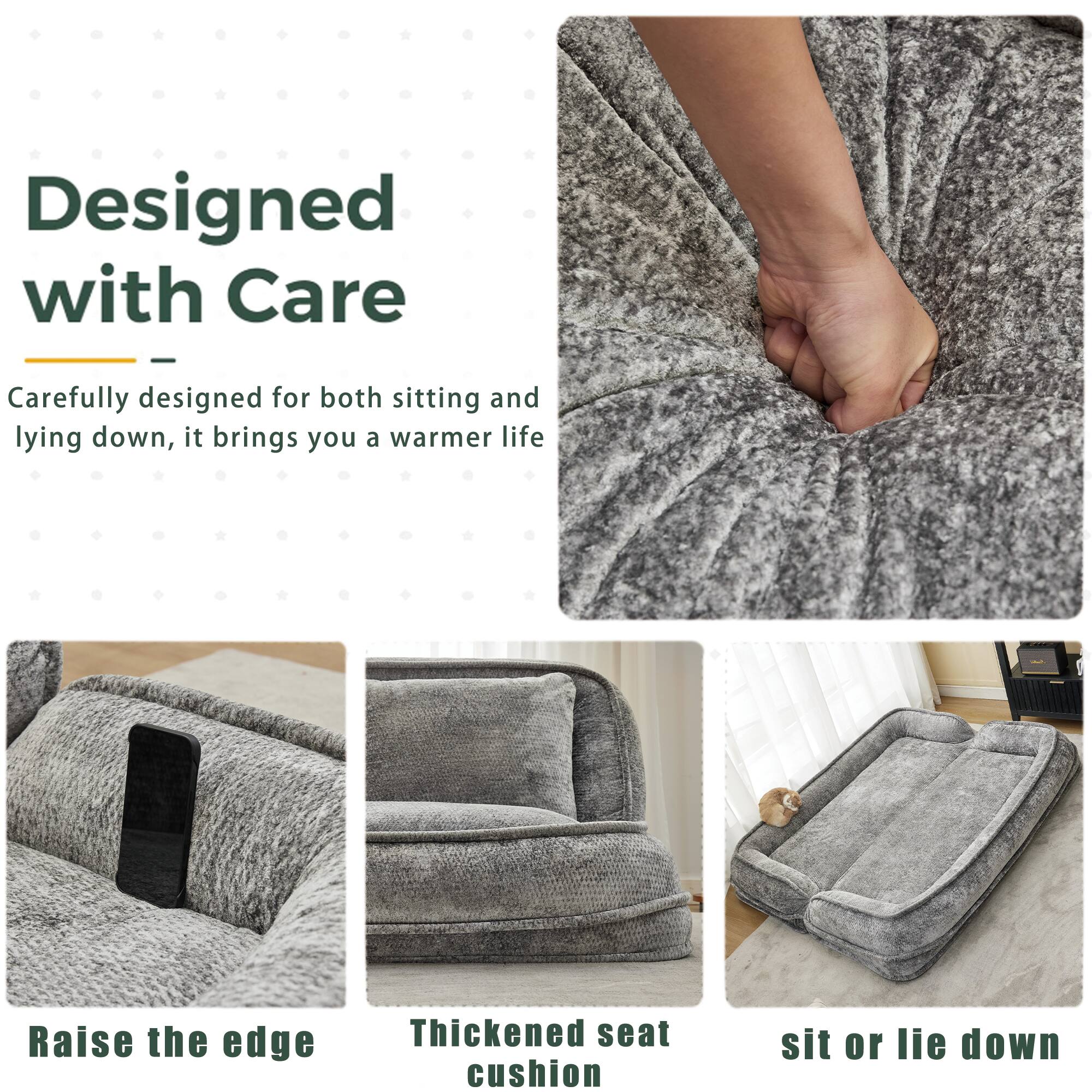 Designed with Care  
Carefully designed for both sitting and lying down, it brings you a warmer life  

Raise the edge  
Thickened seat cushion  
sit or lie down
