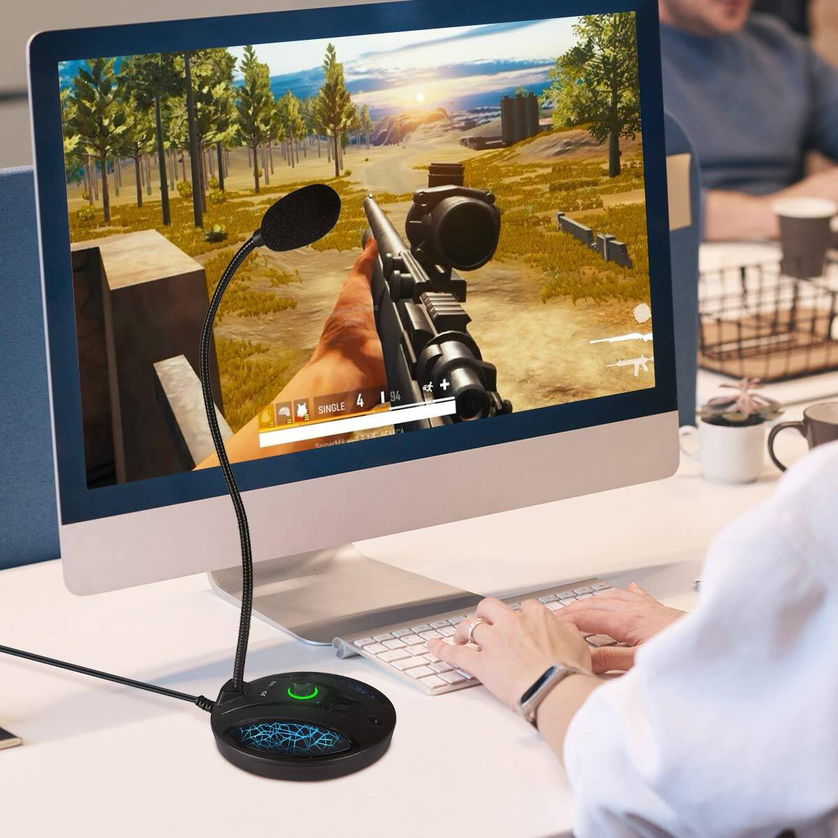 Alt View 4. Cedar Assembly - Usb Recording Microphone Computer Pc Podcast Condenser Cardioid Mic With Mute Button Led For Laptop Ps4 Vocal - JV-601.