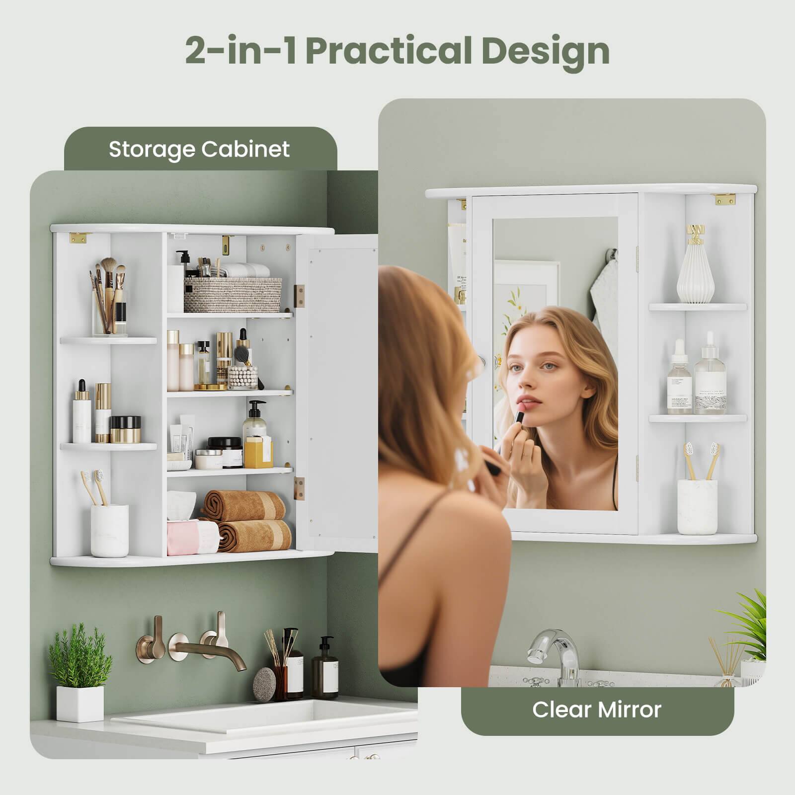2-in-1 Practical Design

Storage Cabinet

Clear Mirror