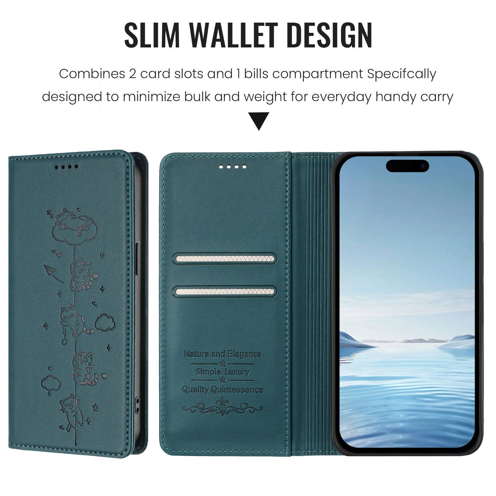 SLIM WALLET DESIGN  
Combines 2 card slots and 1 bills compartment  
Specifically designed to minimize bulk and weight for everyday handy carry  

Nature and Elegance  
Simple Luxury  
Quality Quintessence