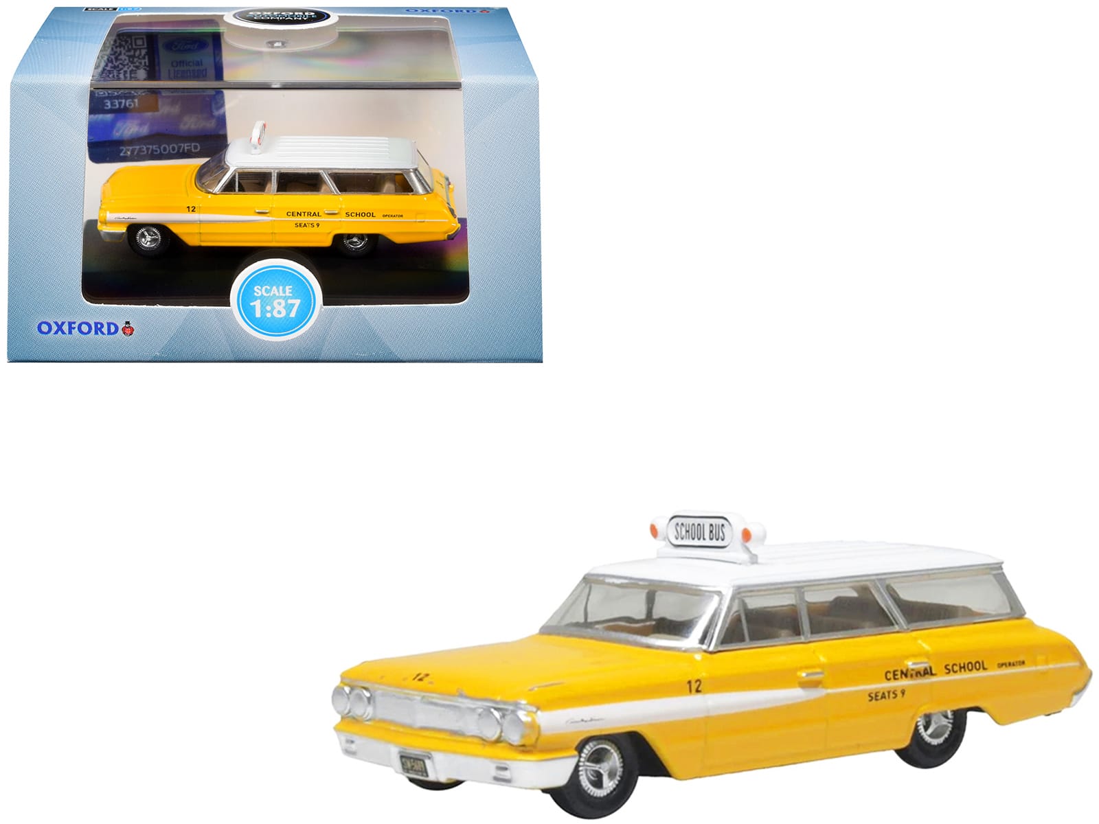 "1964 Ford Country Station Wagon ""Central School Bus"" Yellow with White Top 1/87 (HO) Scale Model Car by Oxford Diecast" price history on PriceWatchPro