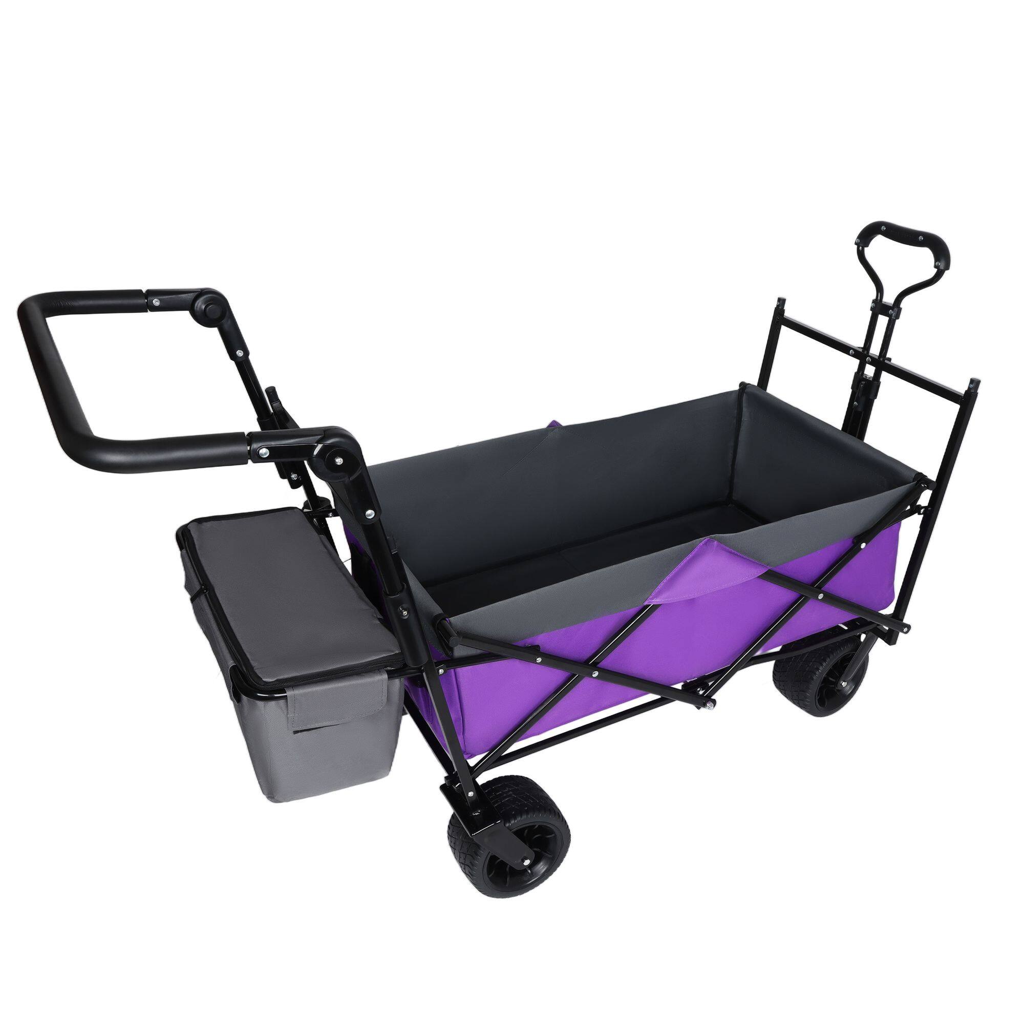Alt View 2. Loheer - Loheer Collapsible Wagon with Canopy Push Handle Heavy Duty Folding Cart All Terrain Wheels Purple.