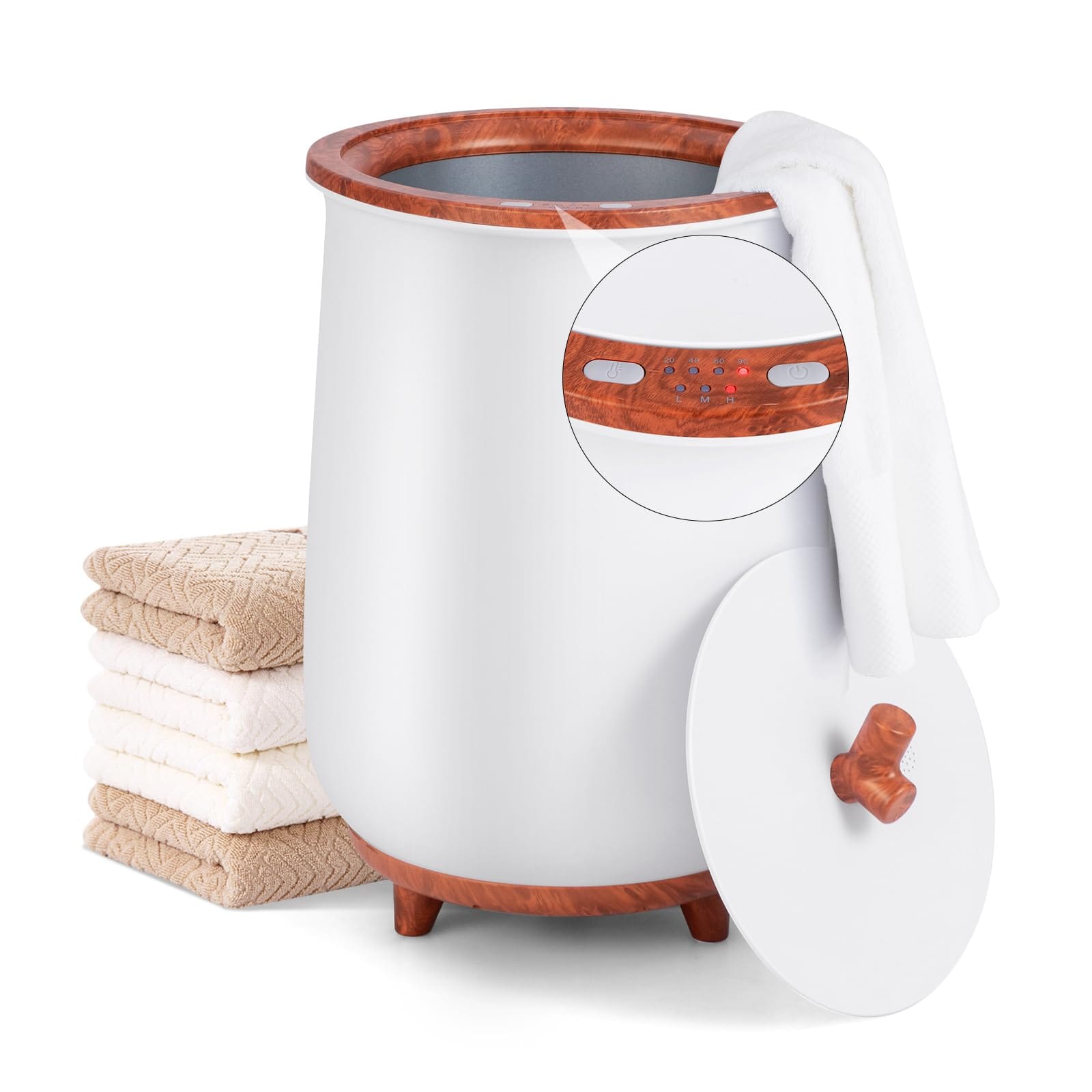 Ecooso - 23L Bucket-Style Towel Warmer with Fragrant Disc Holder - Brown