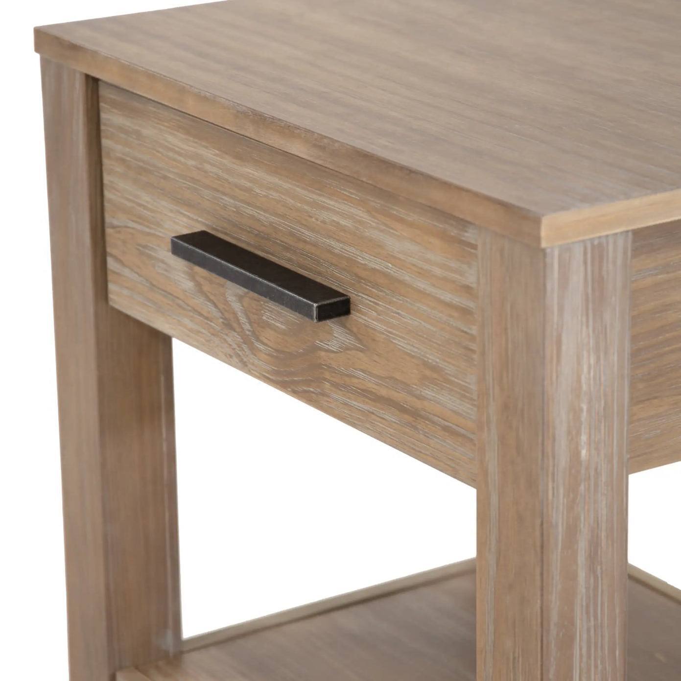 Back. Hivvago - Farmhouse Traditional Rustic Pine Wood 1-Drawer Nightstand Bedside Table - brown.