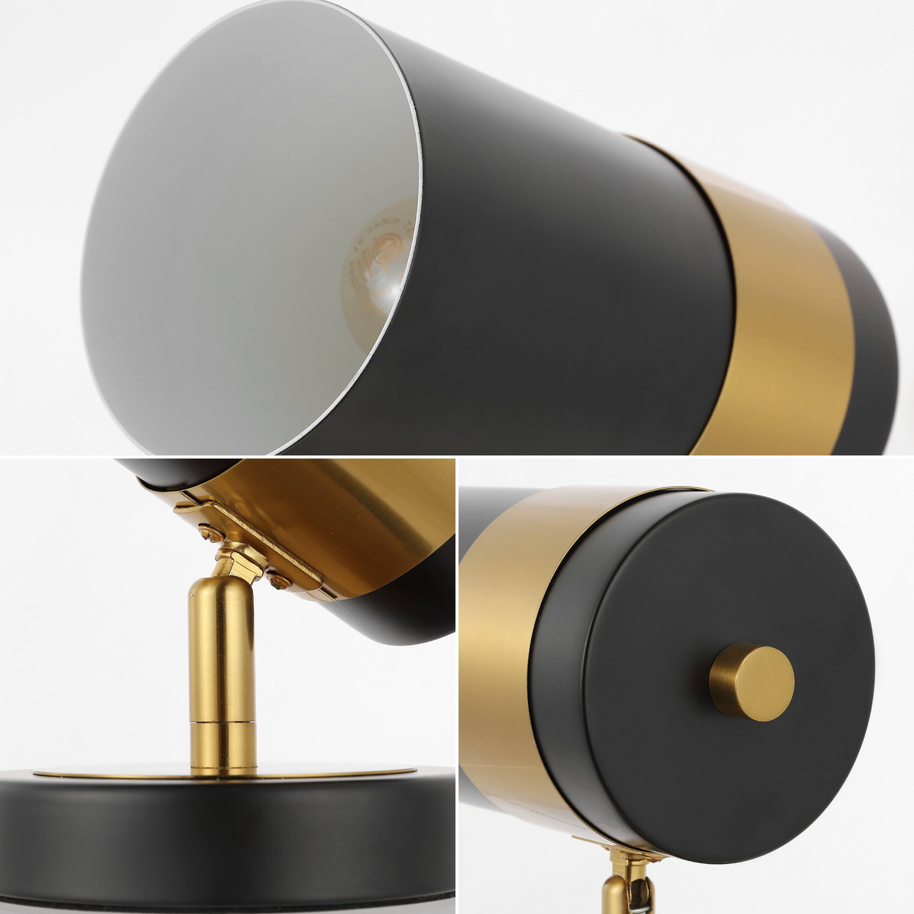Alt View 4. Jonathan Y - Astra 9.25" Modern Industrial Adjustable Metal LED Floor Uplight Spotlight, Black/Brass Gold (Set of 2) - Black/Brass Gold.