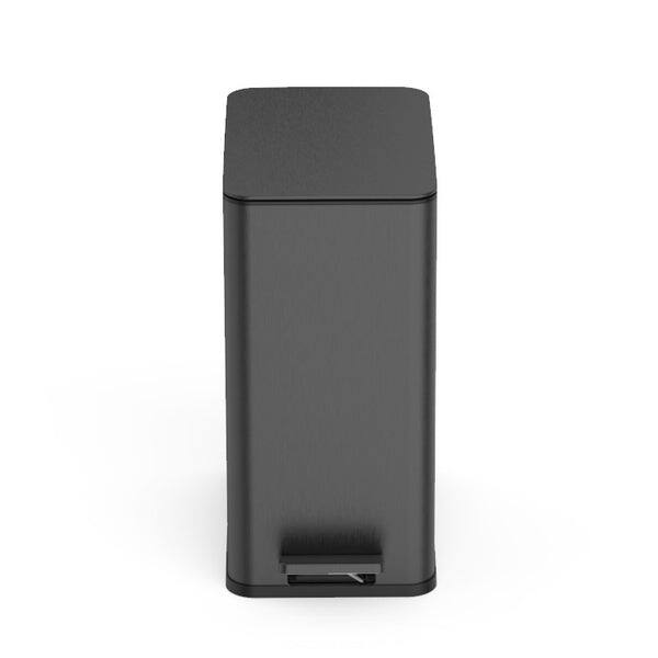 Left. Nine Stars - Step-On Trash Can 2.6 Gallon, Rectangular Shaped, White/Black.