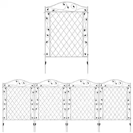 Outsunny - Fence, 4 Pack Steel Fence Panels, 11.5' L x 56" H - Black