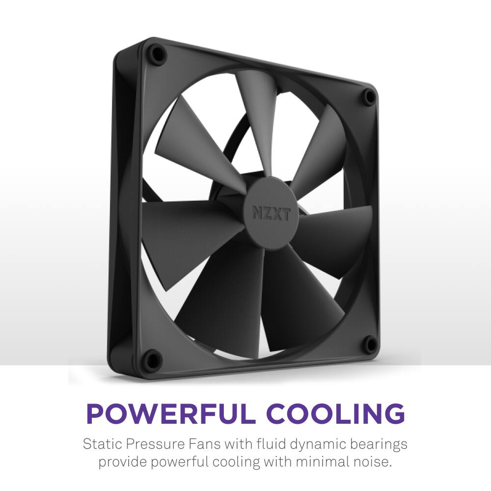NZXT Powerful Cooling: Static Pressure Fans with fluid dynamic bearings provide powerful cooling with minimal noise.