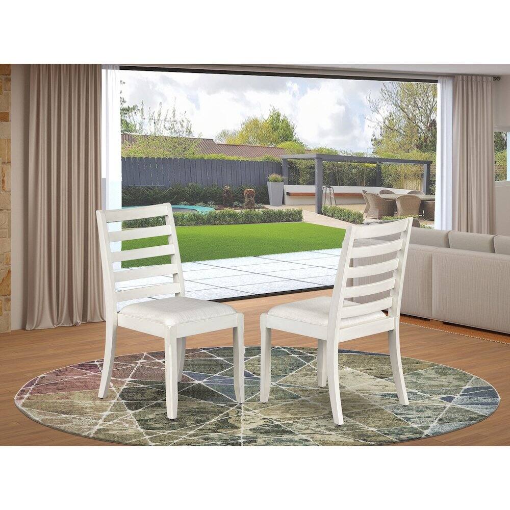 Angle. Luxe - Dining Room Chair with Cream Linen Fabric - Antique White.
