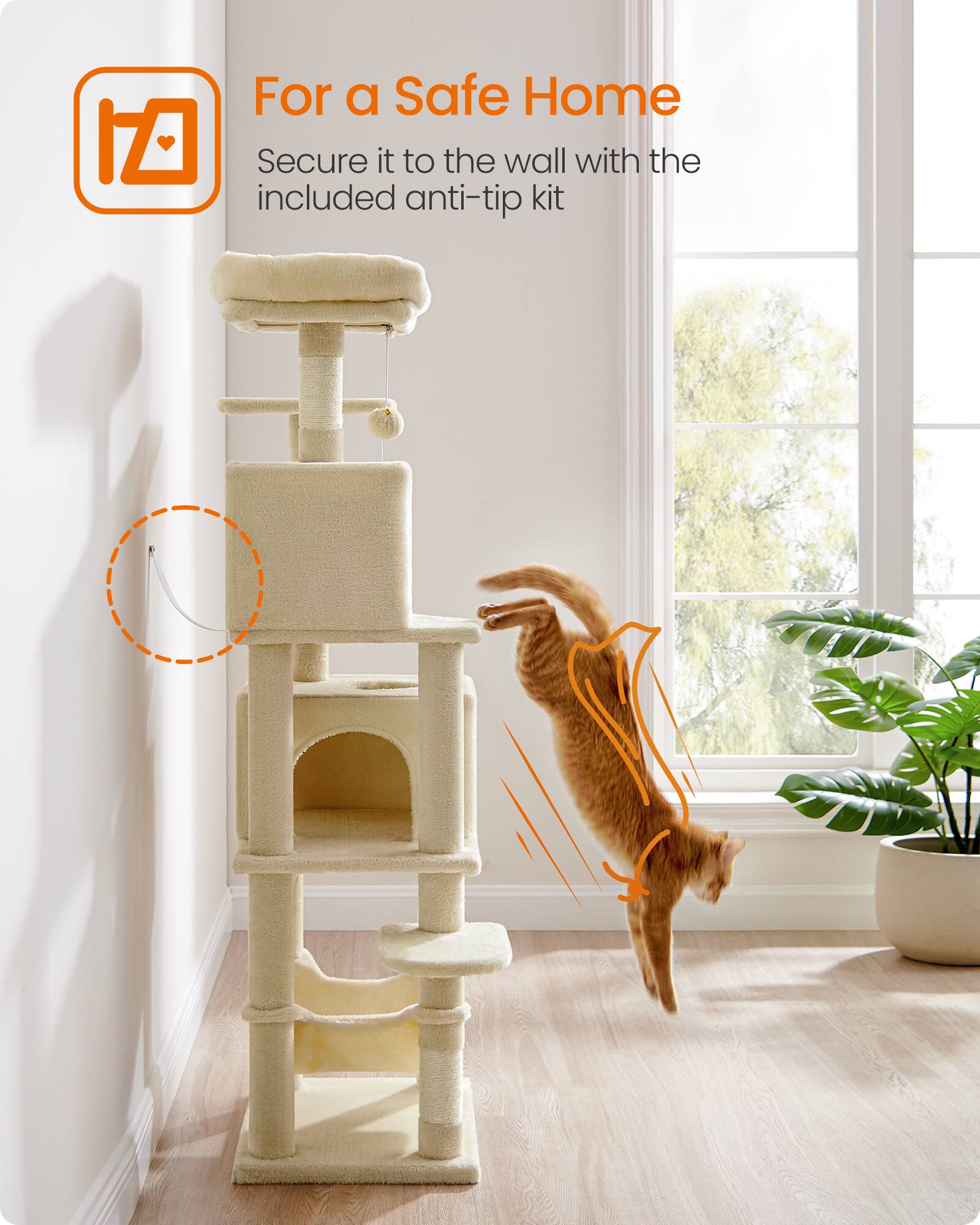 For a Safe Home  
Secure it to the wall with the included anti-tip kit