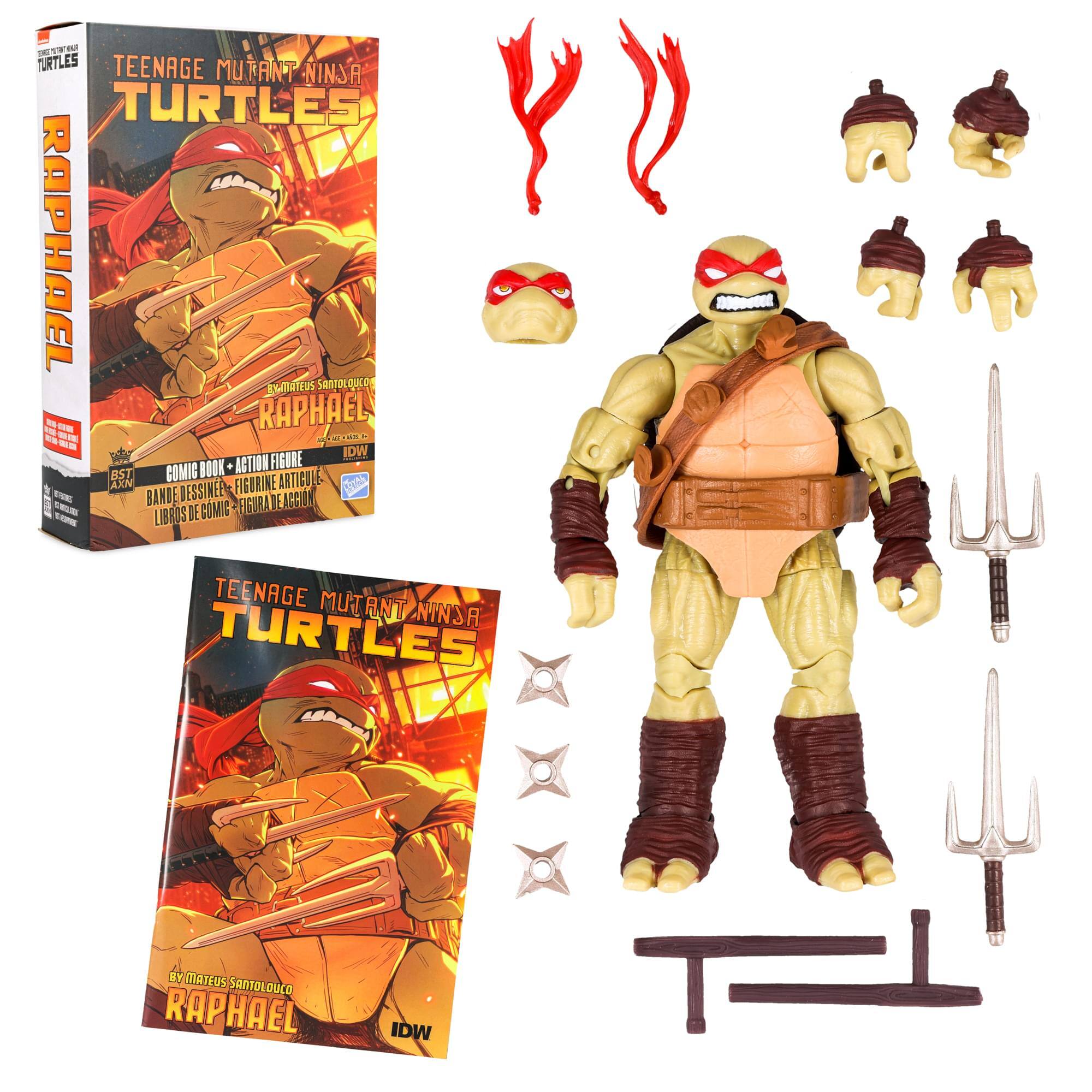 Teenage Mutant Ninja Turtles BST AXN 5-inch Figure | Raphael & Comic
