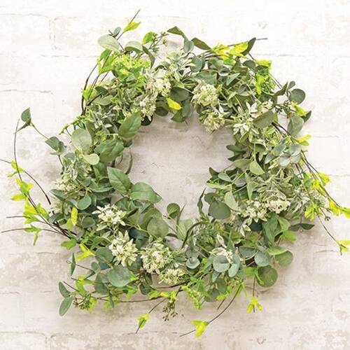 Angle. BreeBe - Mixed Queen Ann Heather Wreath 20" - Green.
