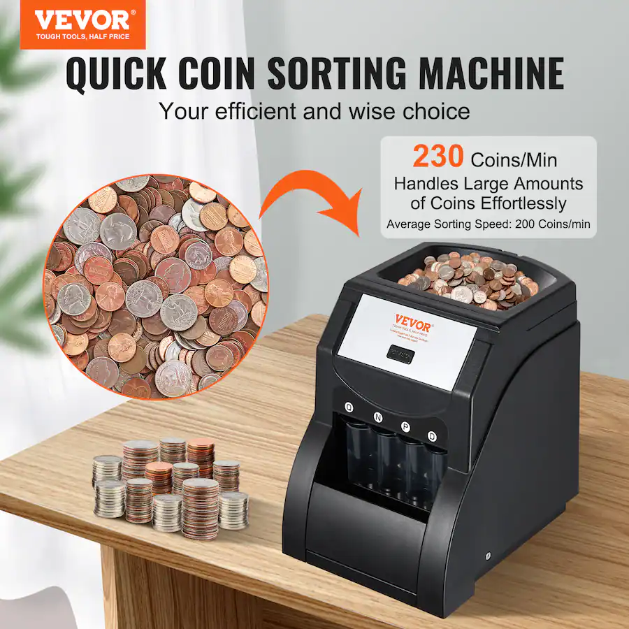 USD Coin Sorter, Coin Sorter Machine for USD Coin 1¢ 5¢ 10¢ 25¢, Sorts ...