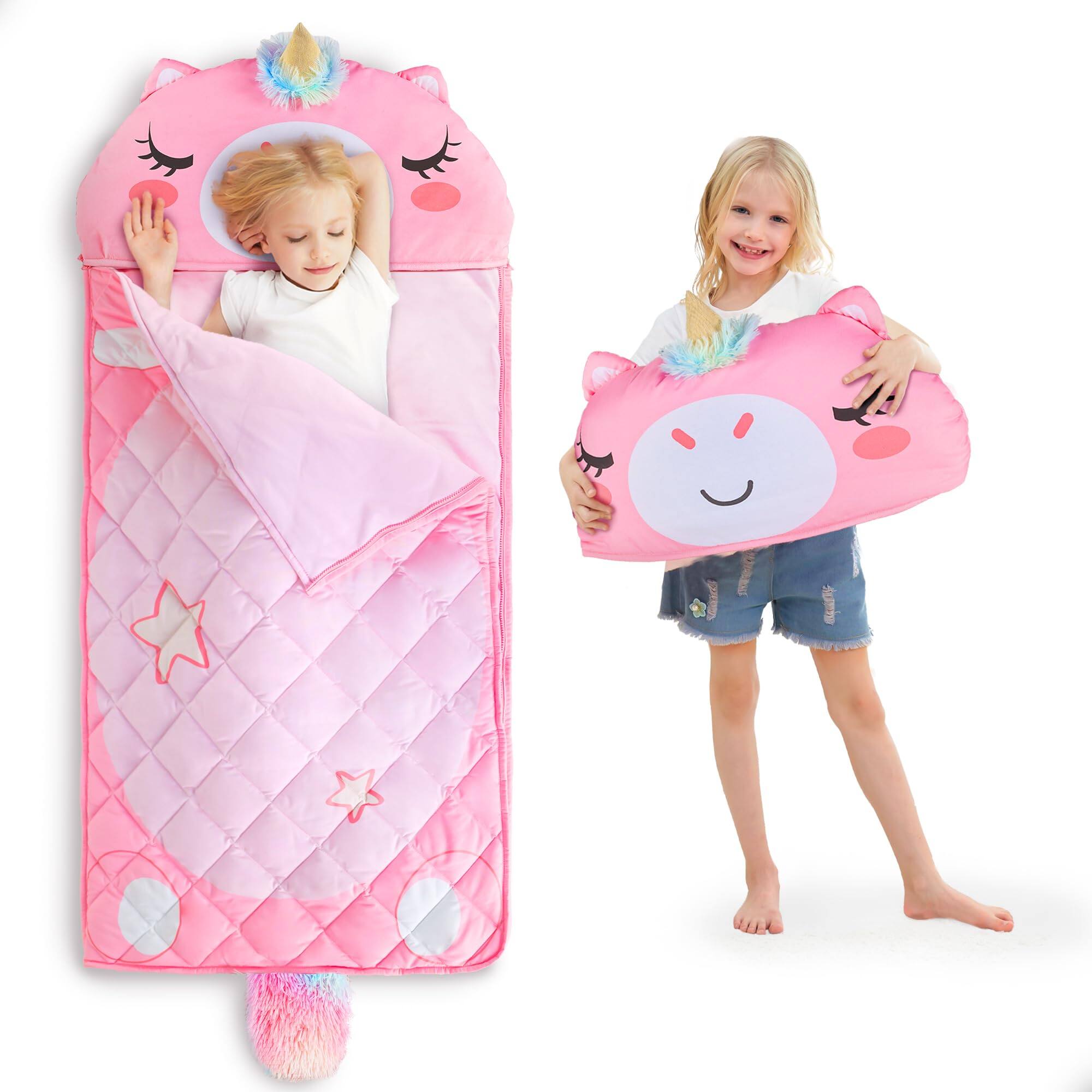 Front. Pacoar Cade - Iplay Ilearn Sleeping Bag Unicorn Slumber Sack Girl Nap Mat 2 In 1 Pink Animal Cushion Blanket Happy Travel Sleepover - Unicorn.