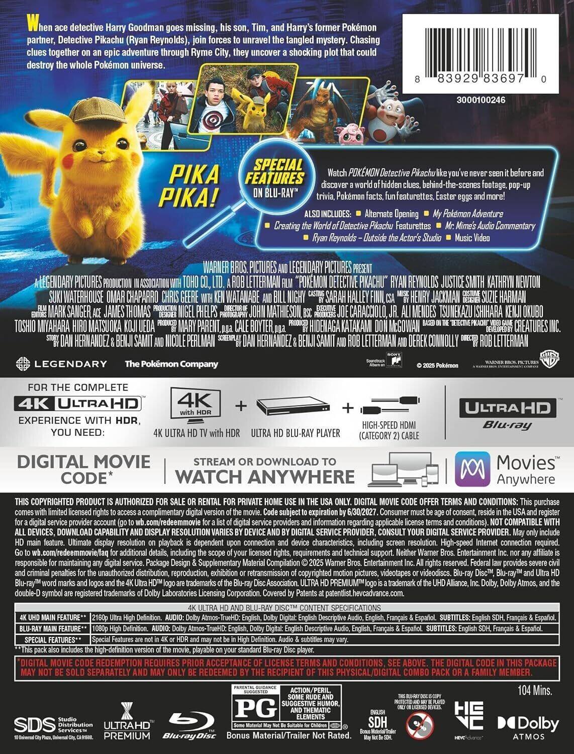 Alt View 1. Pokémon Detective Pikachu (Steelbook)   - 4K Blu-Ray.
