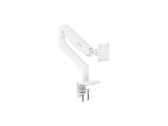 Front. MSI - MSI MAG MT201W - Heavy Duty Monitor Arm, 17-49" 44 lbs, VESA, Clamp/Grommet, Spring Assisted - Black - Matte White.