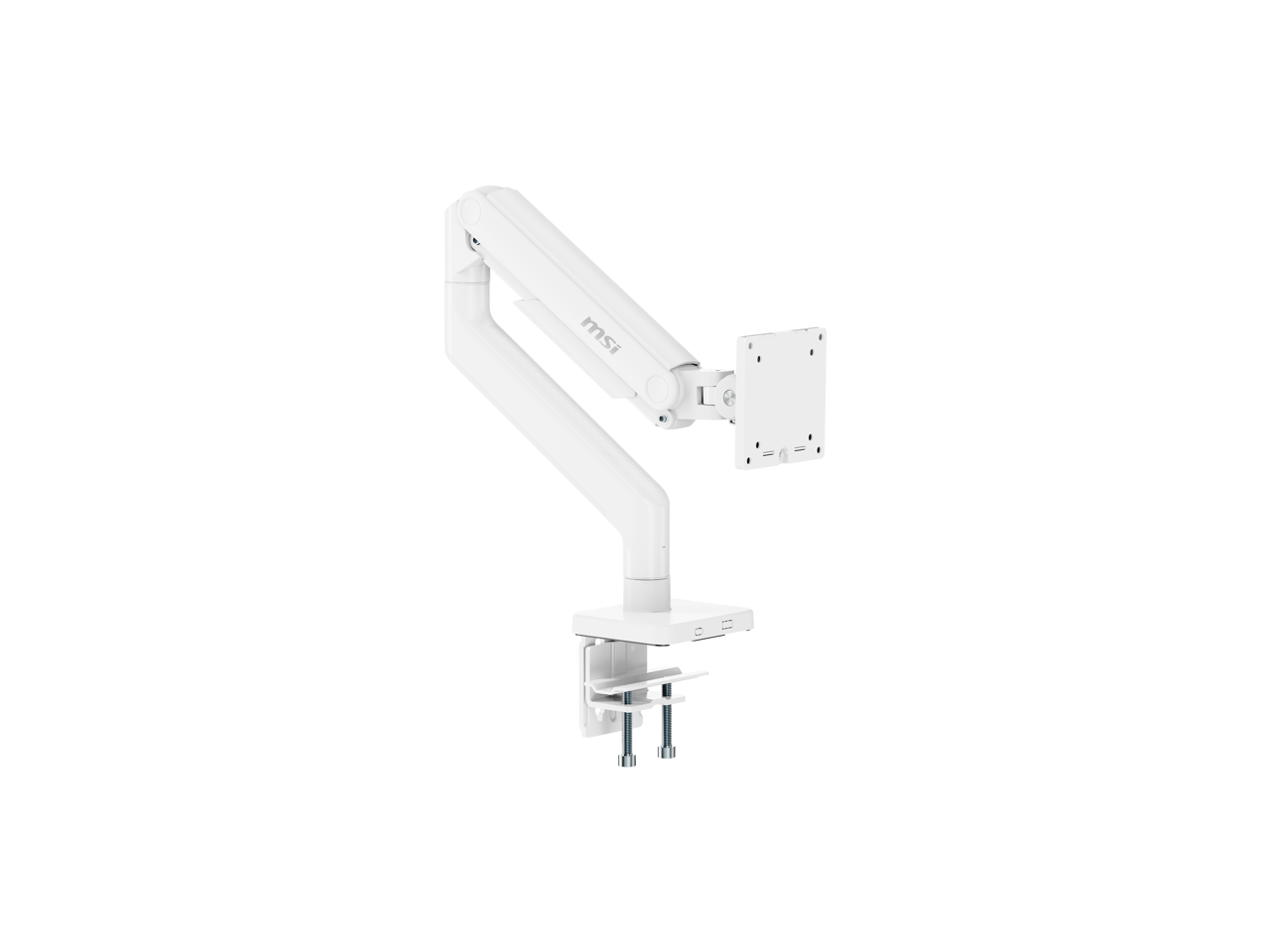Front. MSI - MSI MAG MT201W - Heavy Duty Monitor Arm, 17-49" 44 lbs, VESA, Clamp/Grommet, Spring Assisted - Black - Matte White.
