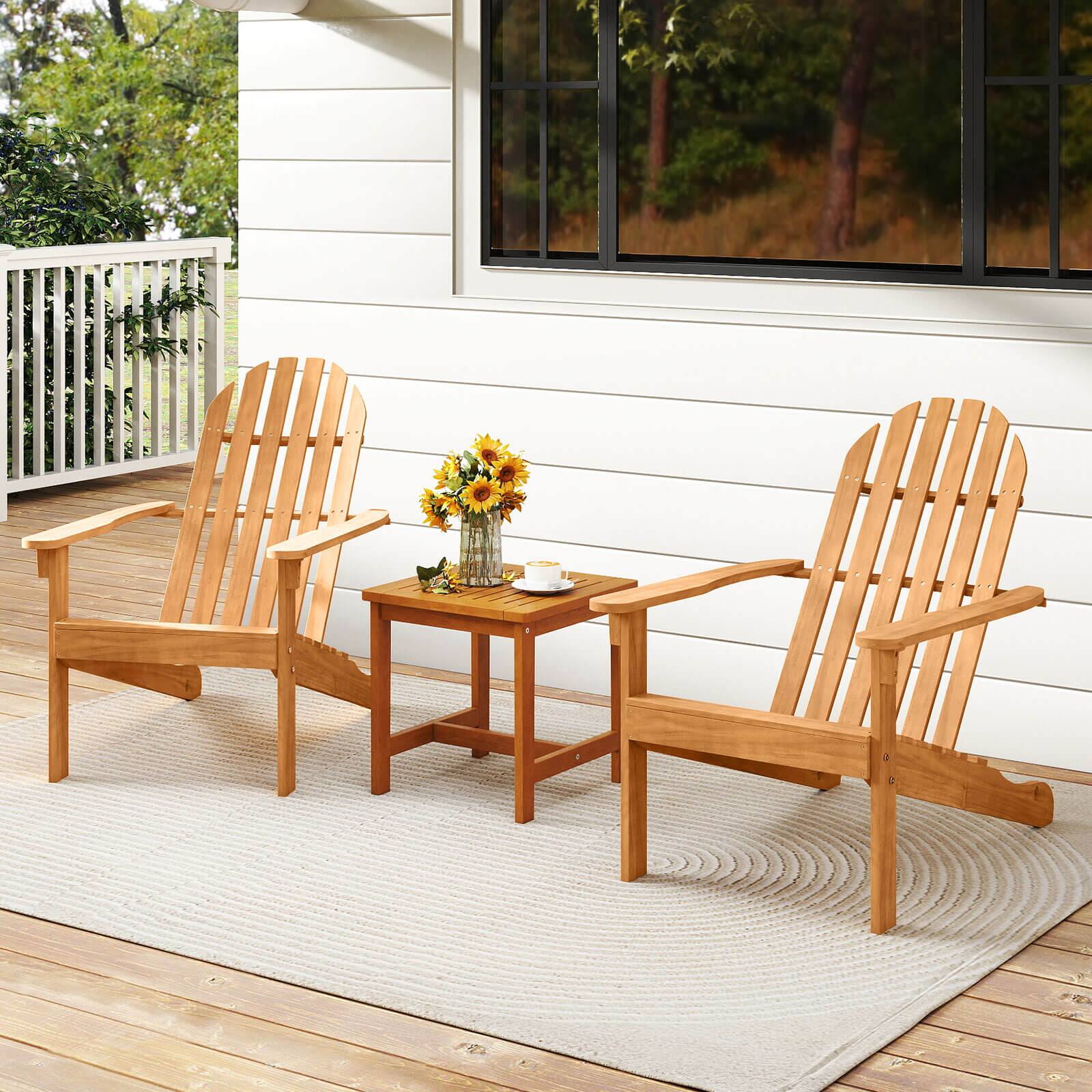 Alt View 3. Costway - Costway 4 PCS Patio Adirondack Chair with Inclined Seat High Backrest for Porch Backyard - Natural.