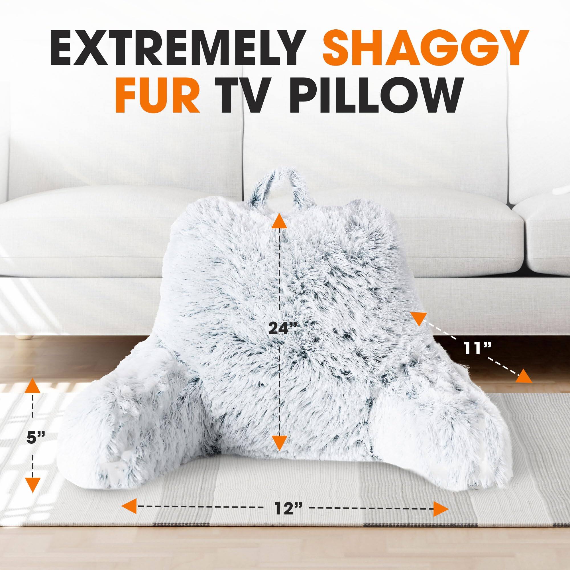 EXTREMELY SHAGGY FUR TV PILLOW

24"  
11"  
5"  
12"