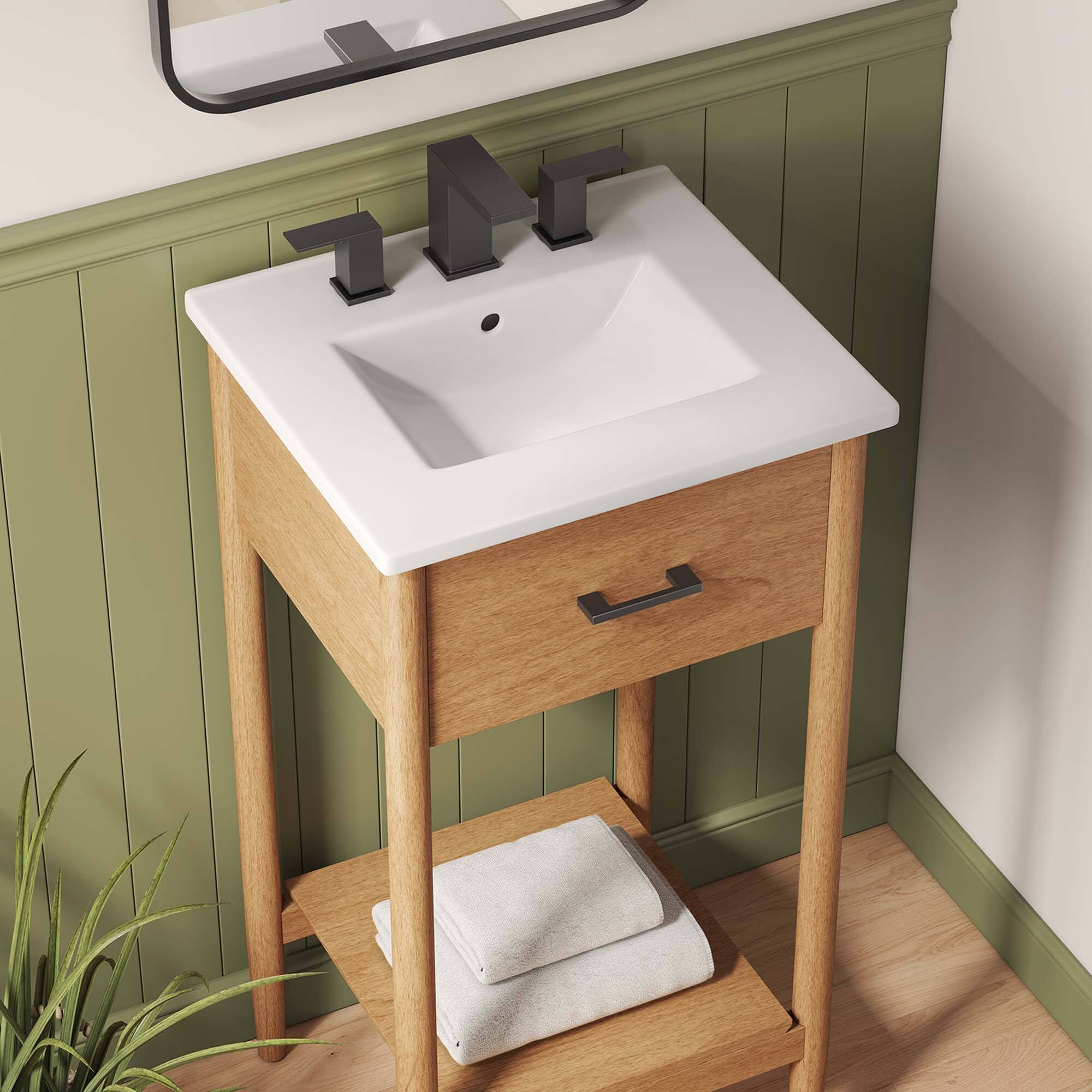 Alt View 1. Modway - Zaire Bathroom Vanity Basin Included by Modway - Natural White.