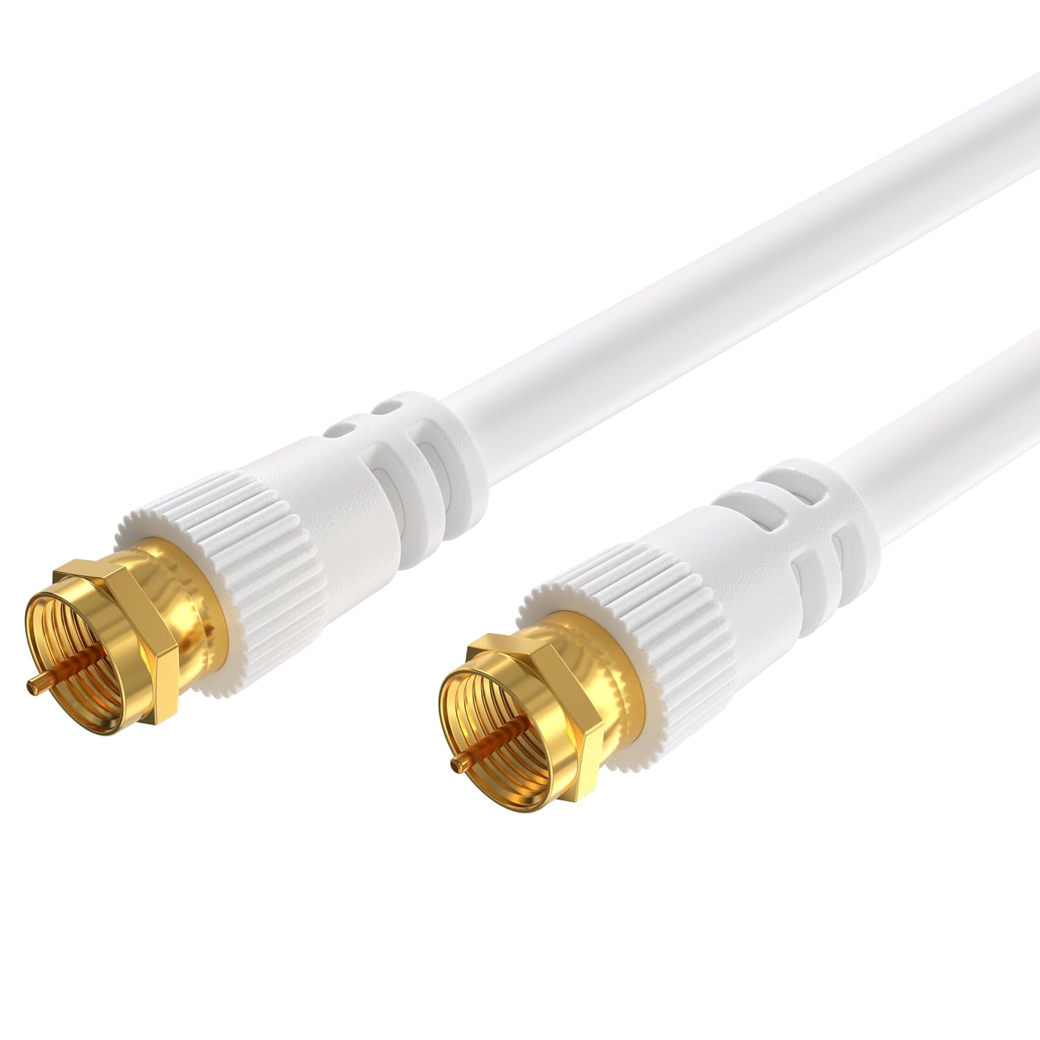Cables Direct Online - RG6 Coaxial Dual Shield Cable 10ft with Gold-Plated F-Connectors – 18AWG – 75 Ohm - White