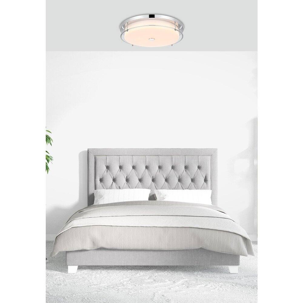 Alt View 4. Living District - Kolson 20 Inch Led Flush Mount Ceiling Light In Chrome - Chrome.