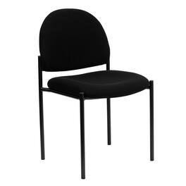 Emma + Oliver - Comfort Stackable Steel Side Reception Chair - Black Fabric