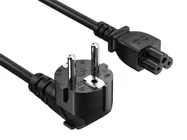 Cable Leader - IEC C5 Power Cord, Right Angle European Schuko CEE 7/7 Plug, 2.5A 250V for Laptop Charger, Projector, Printer - Black