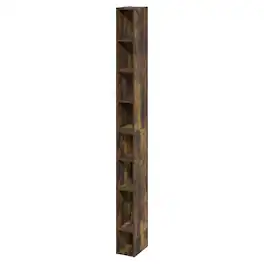 FurniFact - 8-Tier Bookcase with Space Saving Storage Shelf - Amber Pine