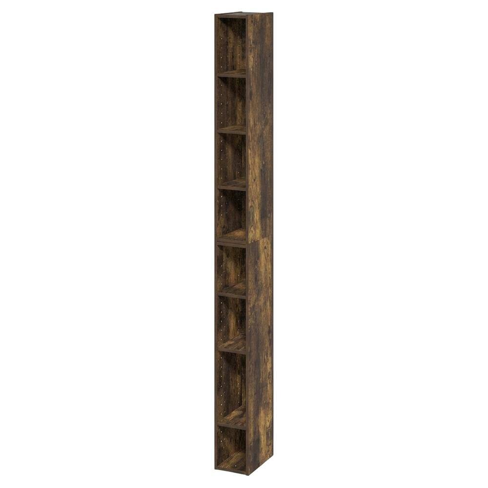 FurniFact - 8-Tier Bookcase with Space Saving Storage Shelf - Amber Pine