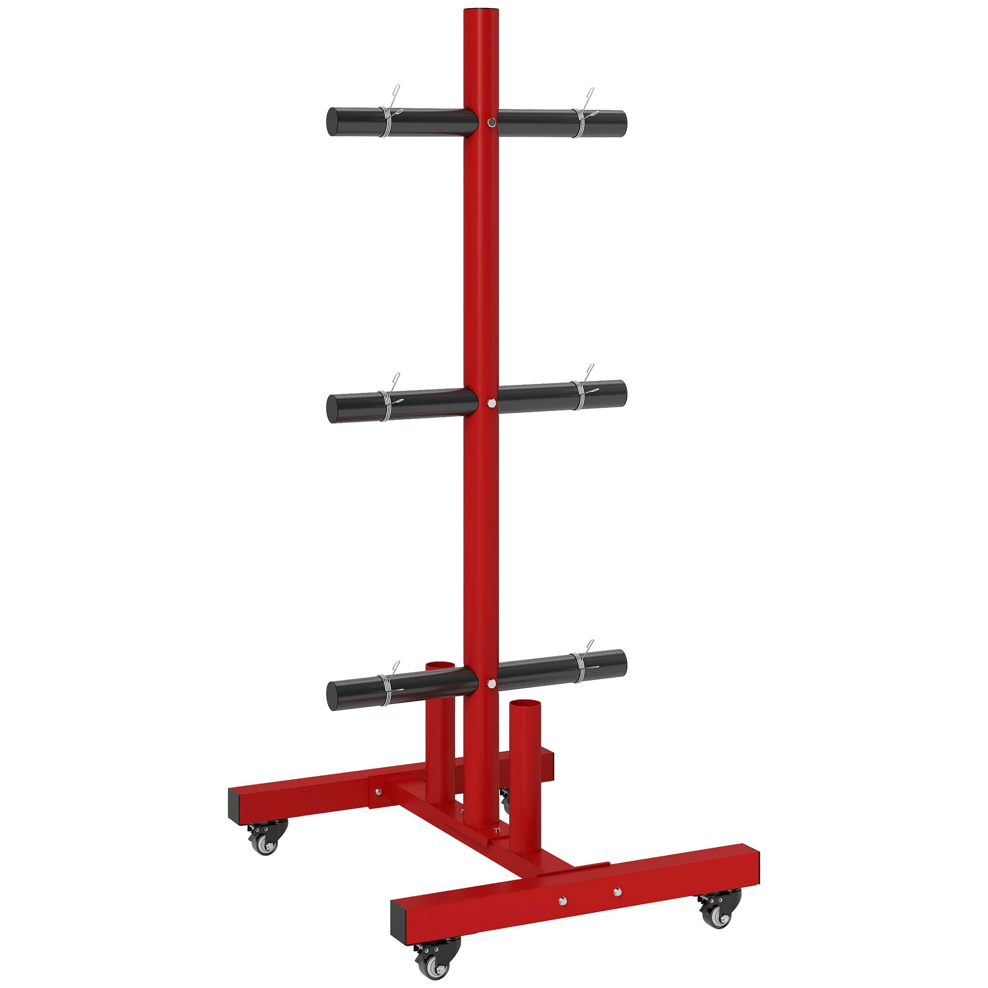 Soozier - 2 Inch Weight Plate Rack, Plate Rack Holder for Olympic Weight Plates and Bars - Red