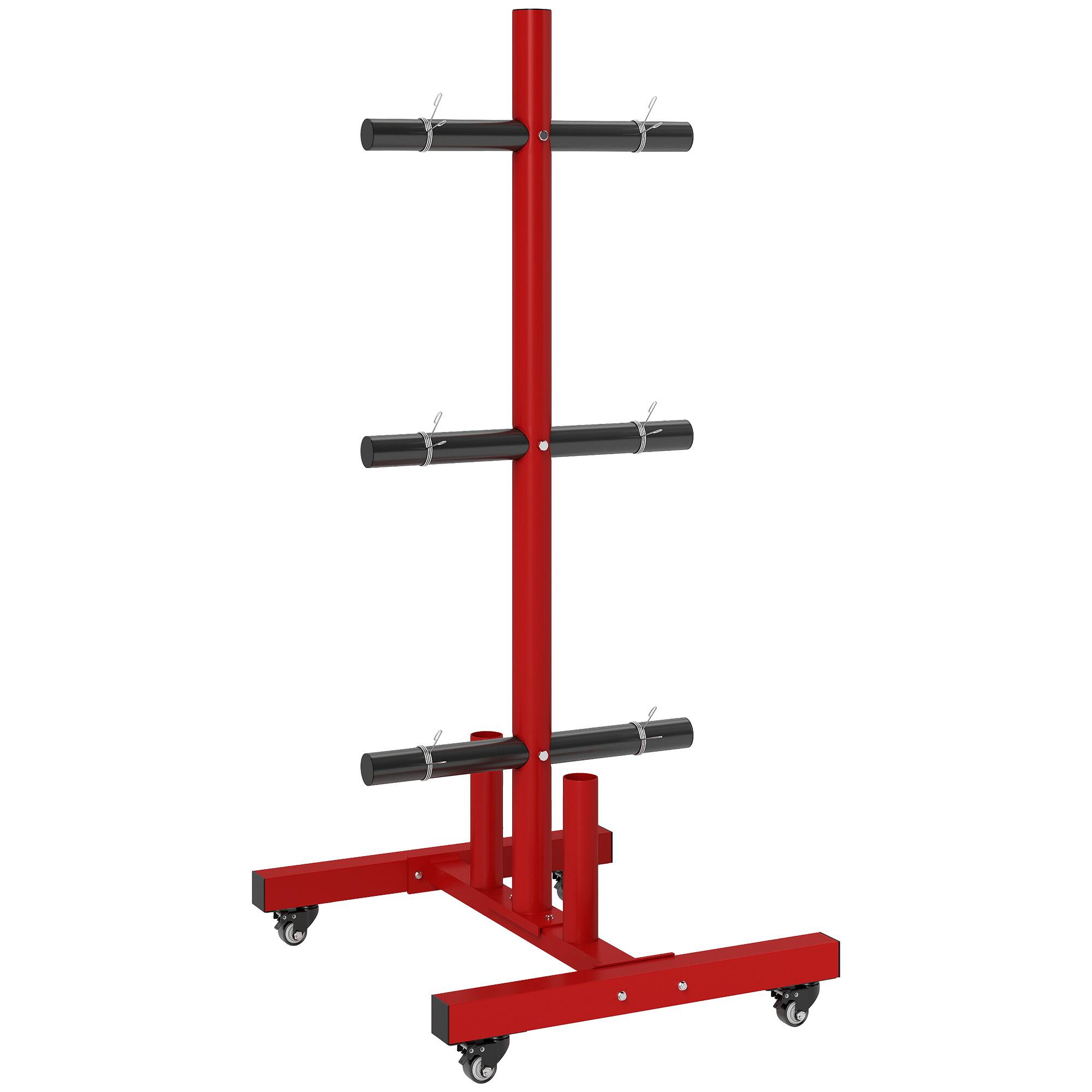Front. Soozier - 2 Inch Weight Plate Rack, Plate Rack Holder for Olympic Weight Plates and Bars - Red.