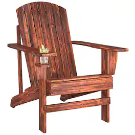 Outsunny - Adirondack Chair, Outdoor Fire Pit and Porch Seating - Carbonized
