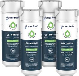 GLACIER FRESH - XWFE Water Filter(with chip), Replacement for GE XWFE, XWF Refrigerator Water Filter, NSF/ANSI 42, 4 Pack