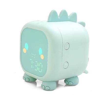 Front. Auledio - Cute dinosaur bedside clock, digital alarm clock (green) - green.