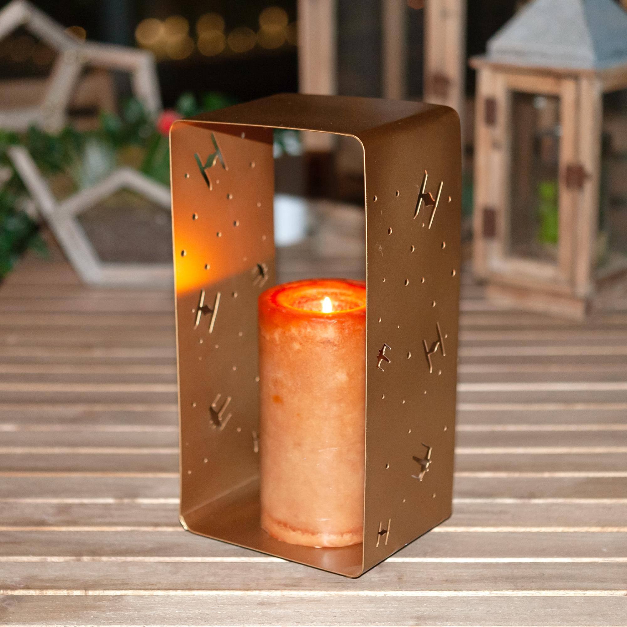 Alt View 4. Star Wars - Star Wars Gold Stamped Lantern | X-Wing & TIE Fighter Battle | 11.5 Inches Tall - Gold.