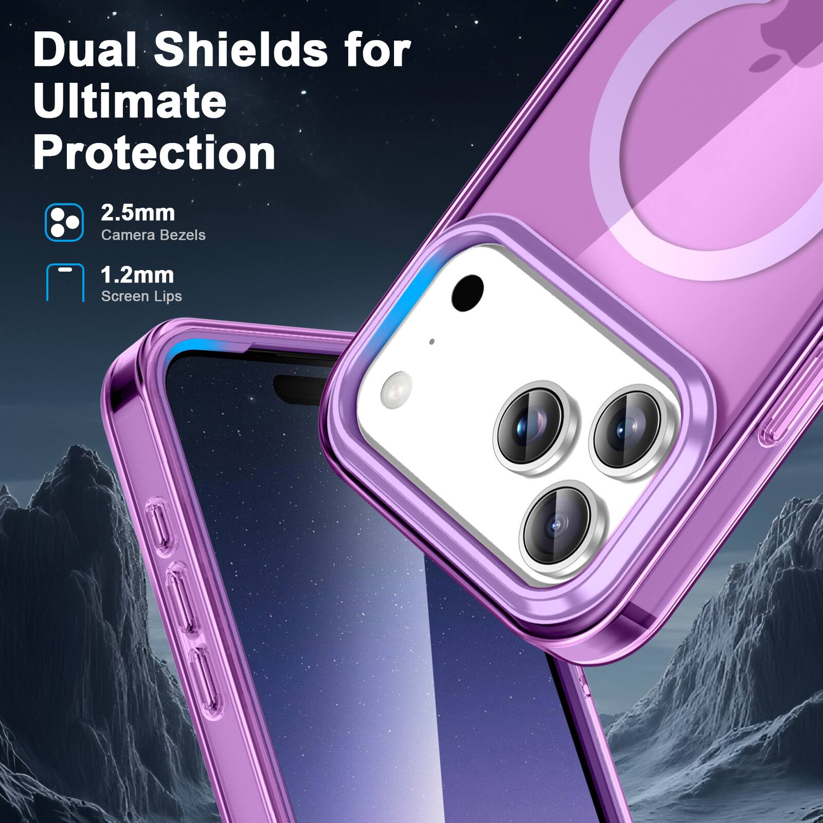 Dual Shields for Ultimate Protection

2.5mm Camera Bezels

1.2mm Screen Lips