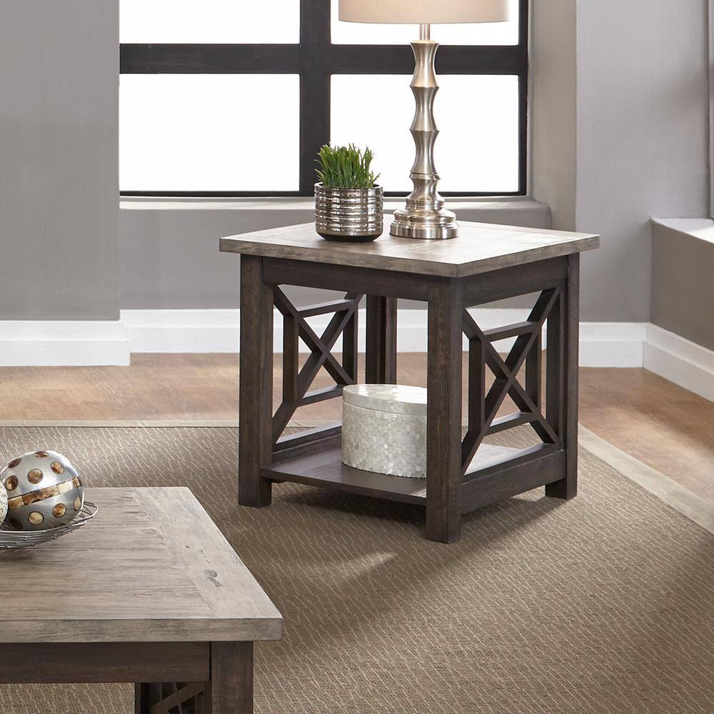 Alt View 2. Liberty Furniture Industries - Heatherbrook Heatherbrook end table in Charcoal - Black.