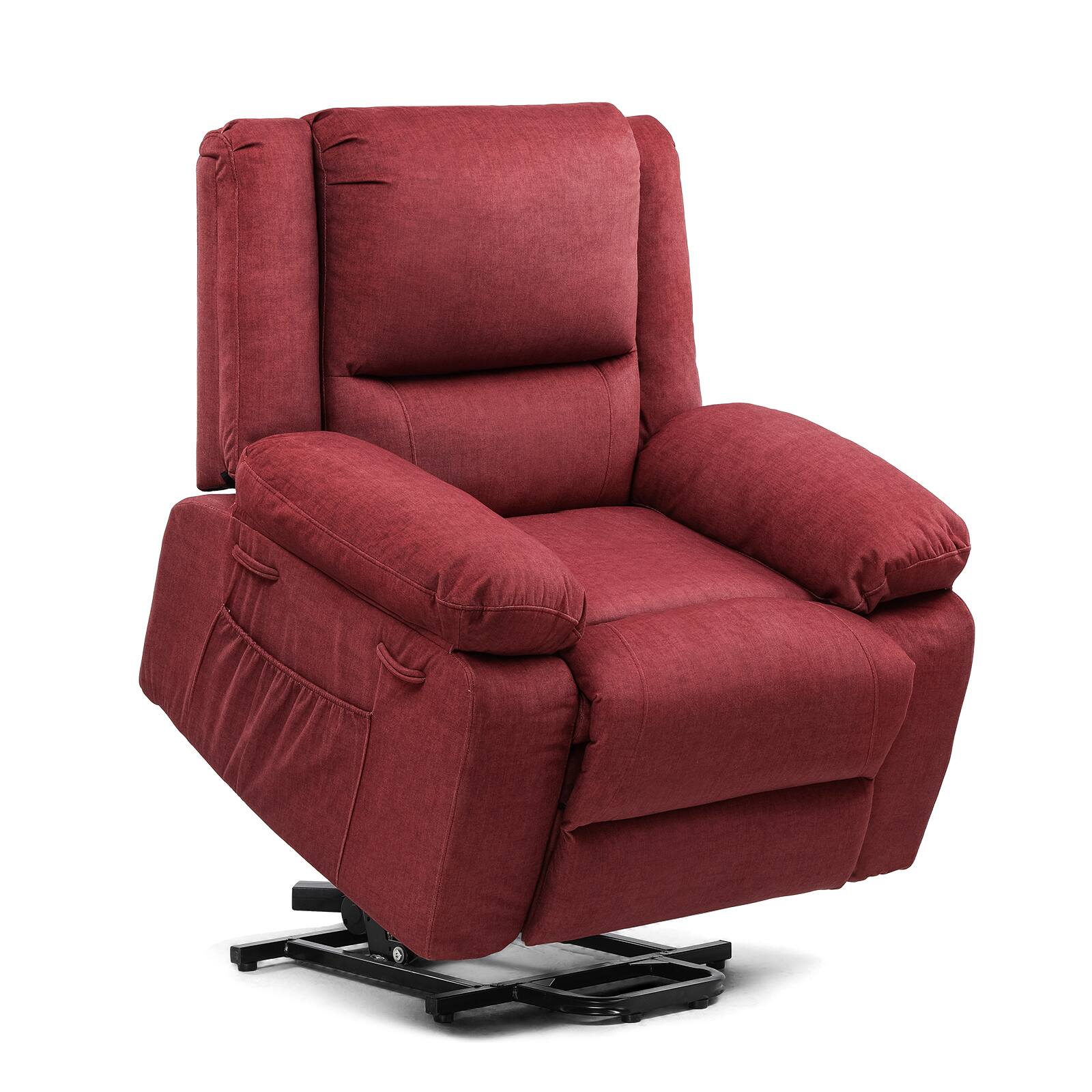 Front. CloudRest Pro - Electric Power Lift Chairs Recliners with Massage and Heat Recliner Chair,Red - Red.
