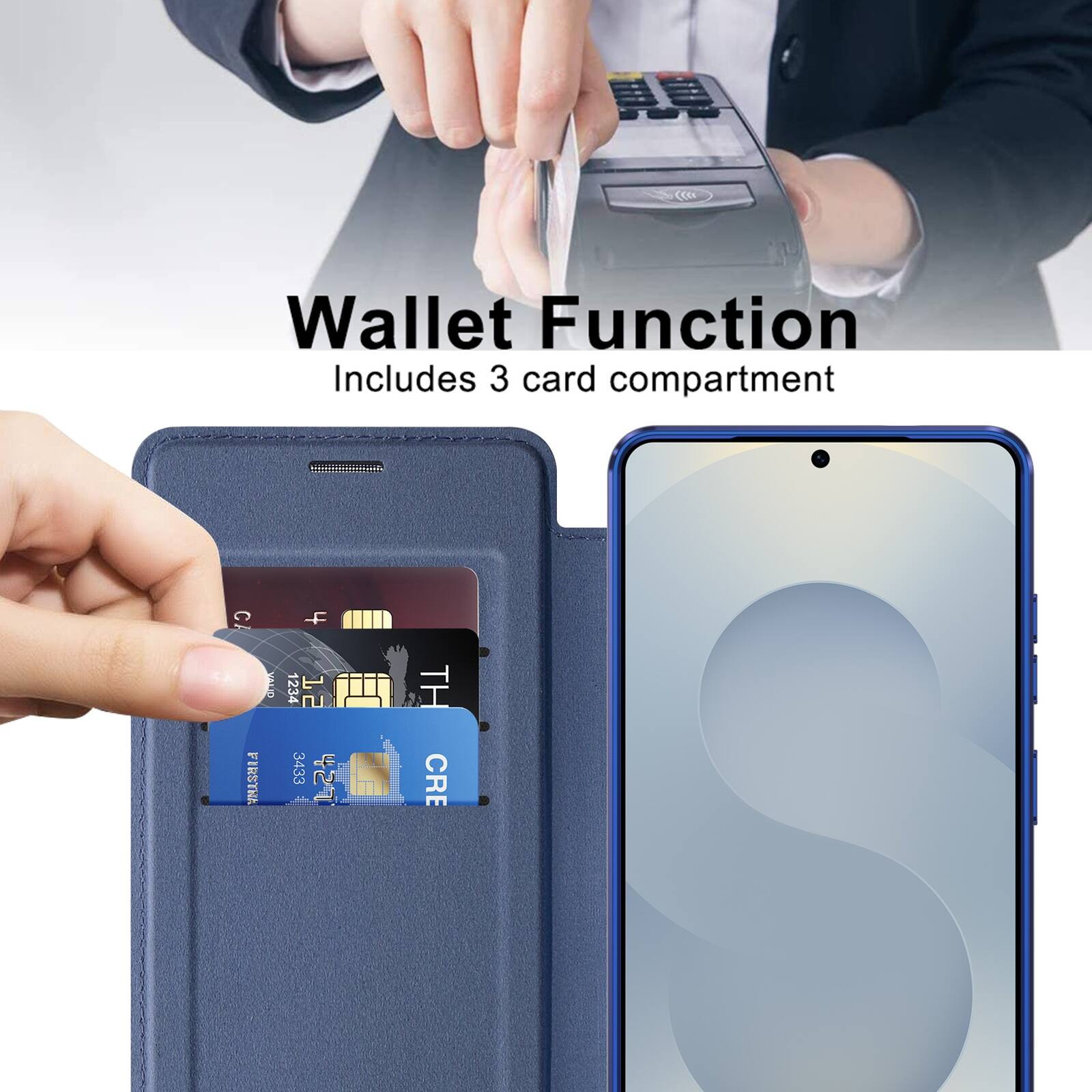 Wallet Function  
Includes 3 card compartment